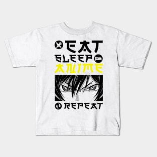 EAT SLEEP ANIME REPEAT Kids T-Shirt